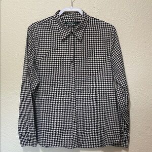Lauren Ralph Lauren Women's Black & White Houndstooth Shirt. Excellent Condition